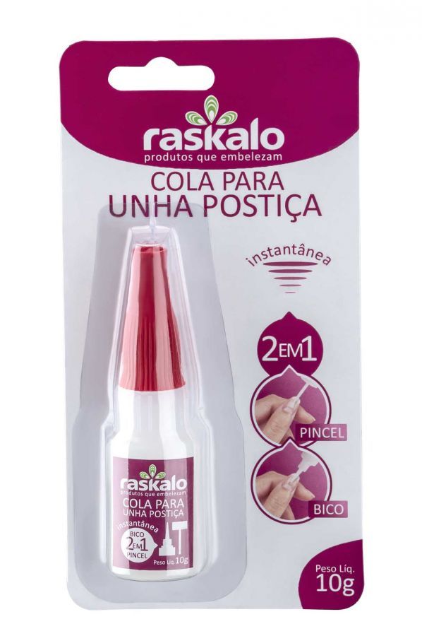 Cola para Unhas Postias 2 em 1 com Bico e Pincel  